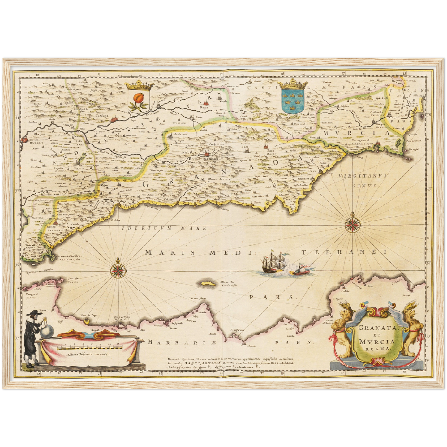 Historische Landkarte Murcia & Granada um 1635