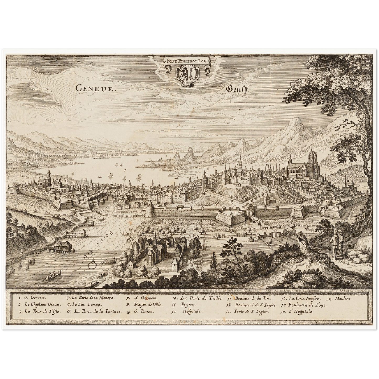 Historische Stadtansicht Genf um 1650
