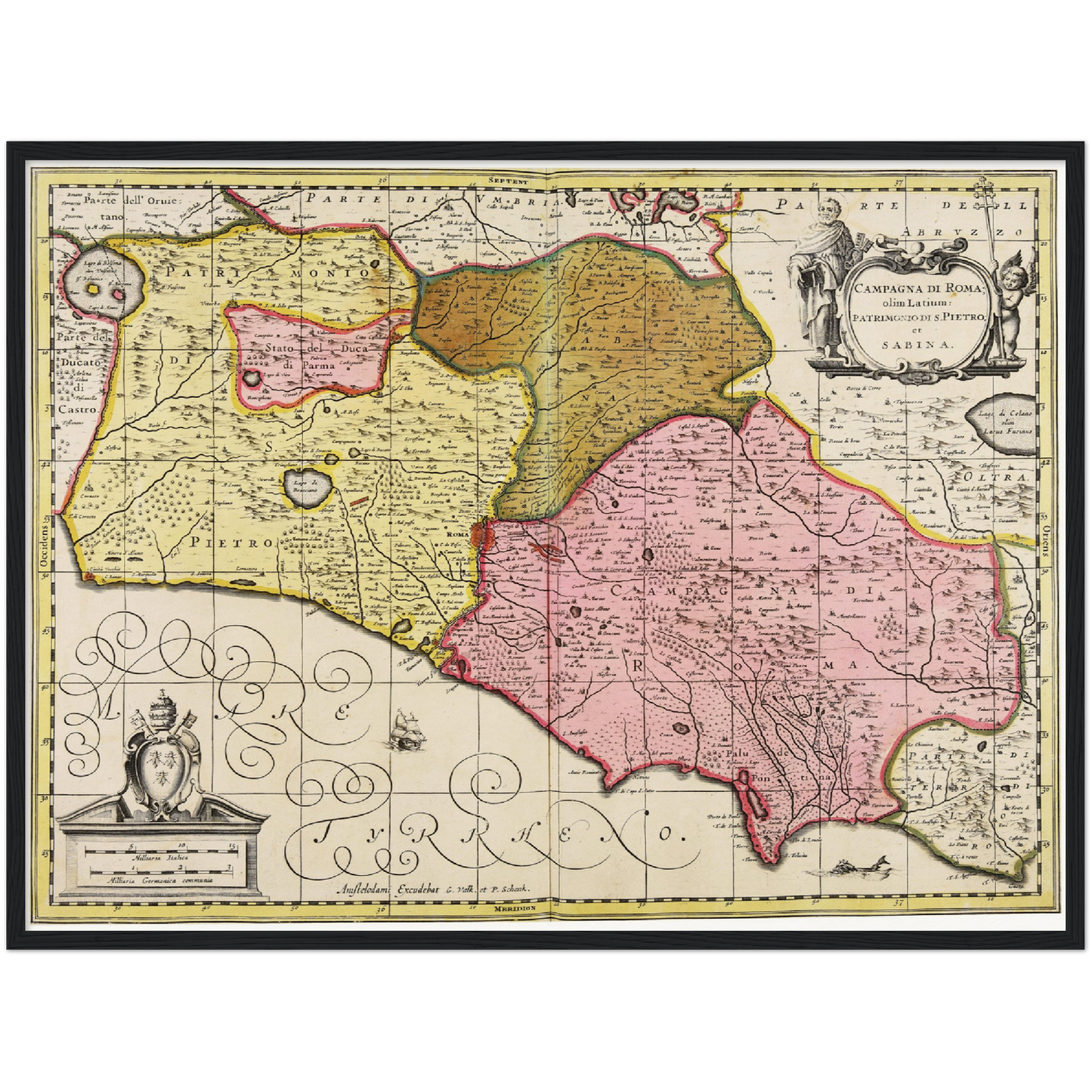 Historische Landkarte Latium um 1700