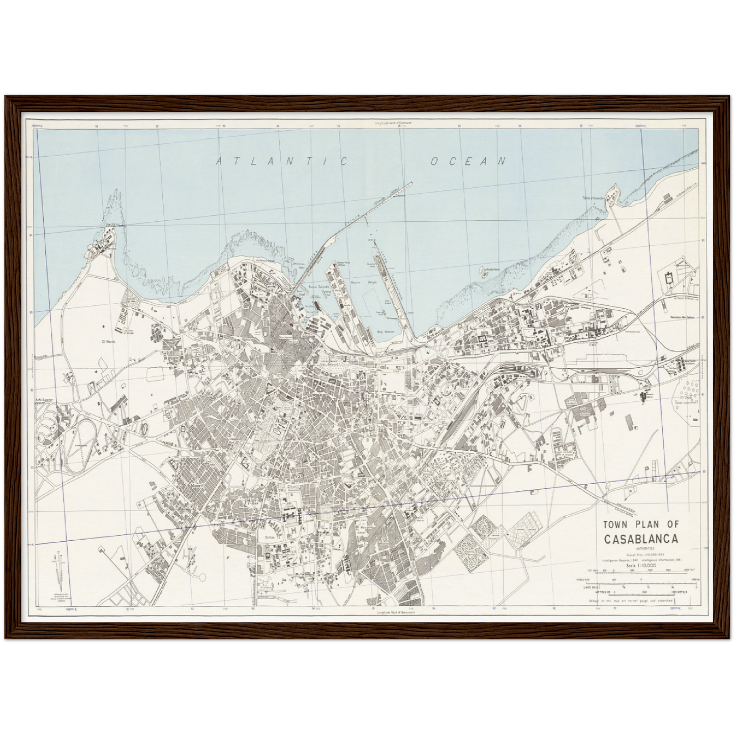 Historischer Stadtplan Casablanca um 1942