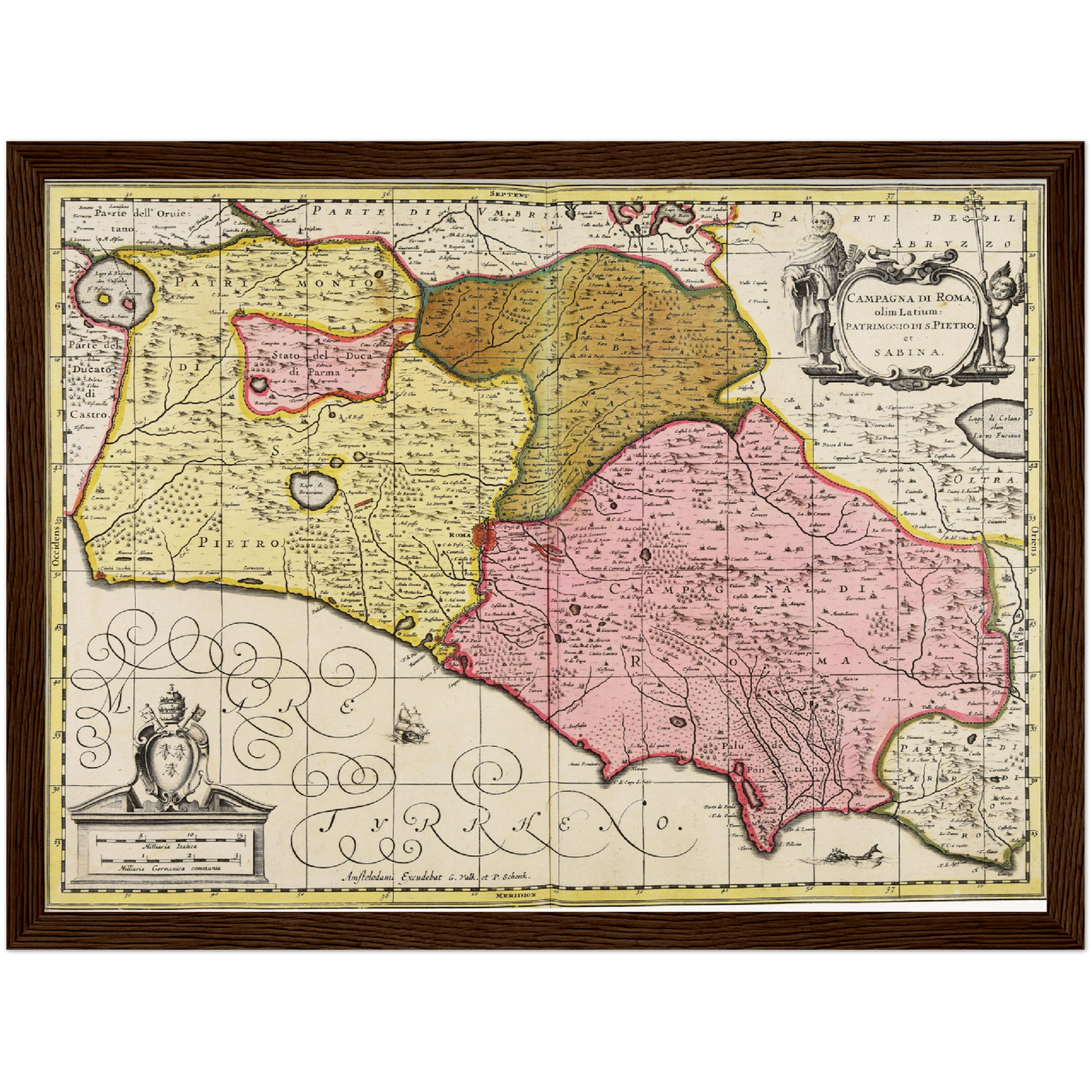 Historische Landkarte Latium um 1700
