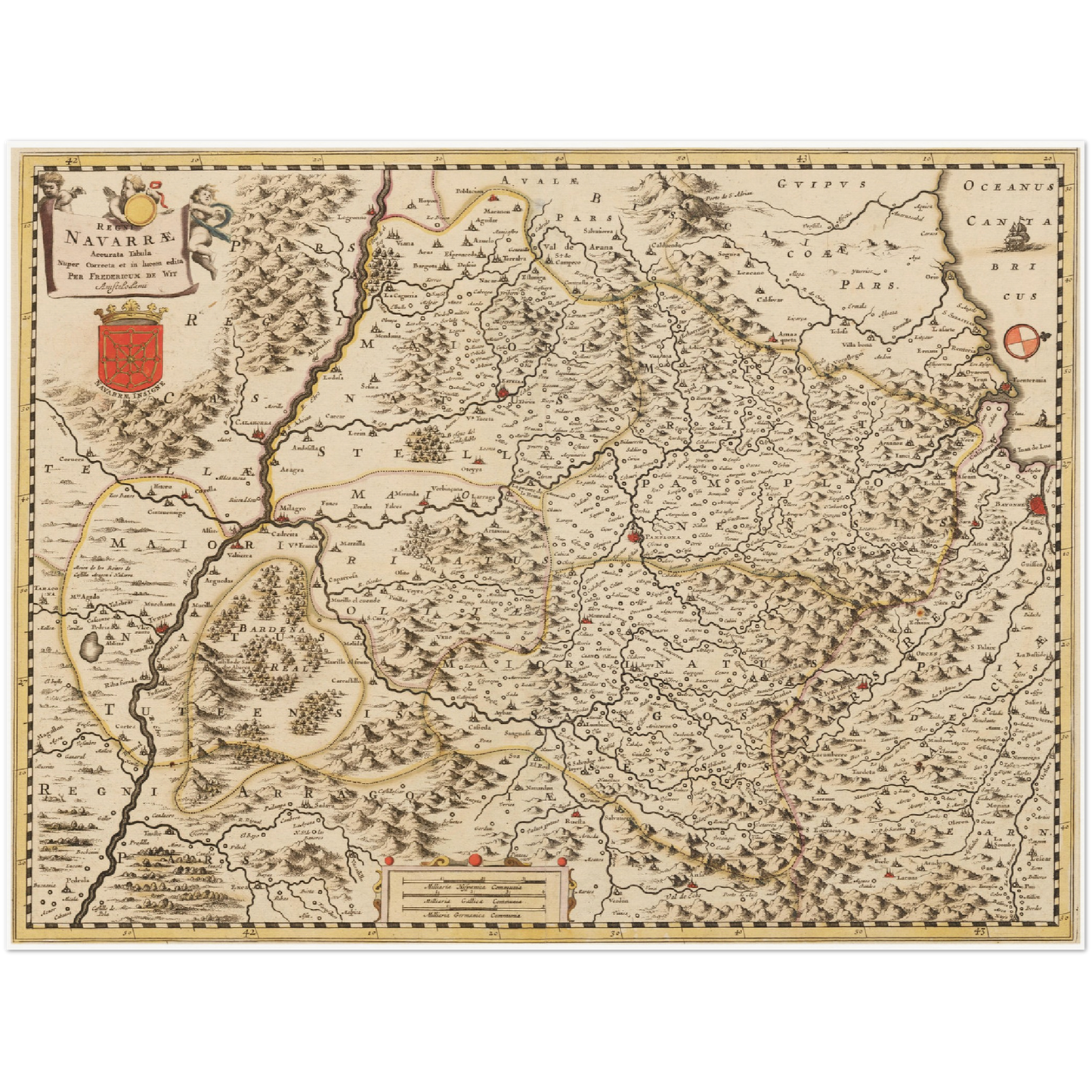 Historische Landkarte Navarra um 1698