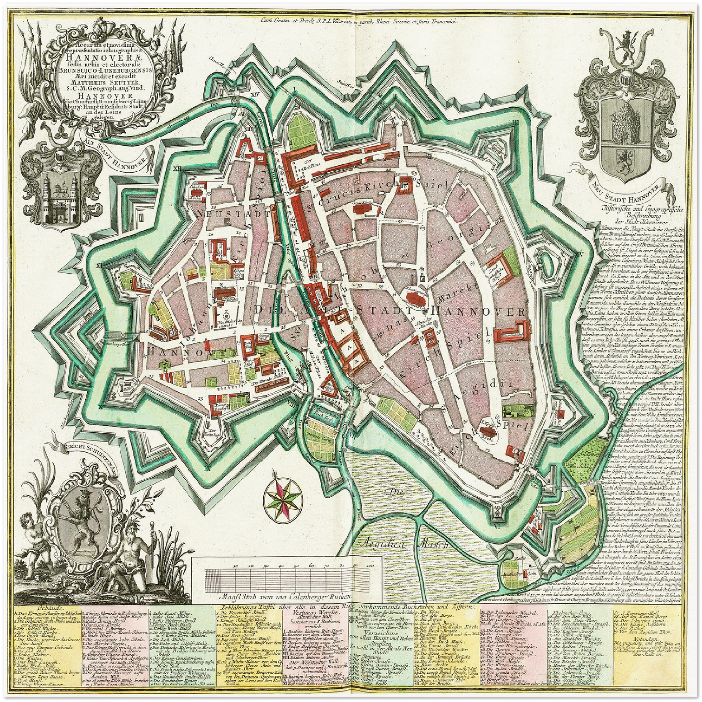 Historischer Stadtplan Hannover um 1735