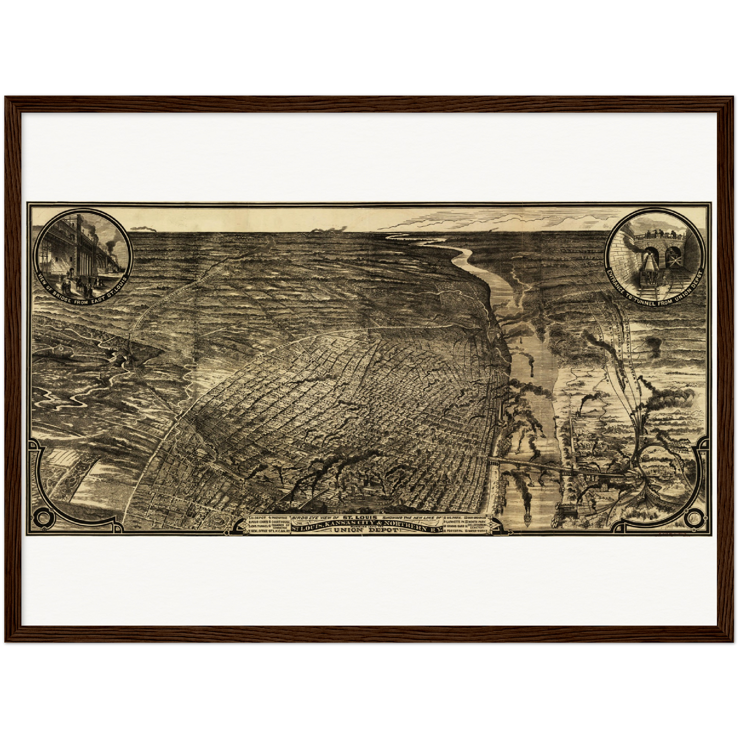 Historische Stadtansicht St. Louis um 1876