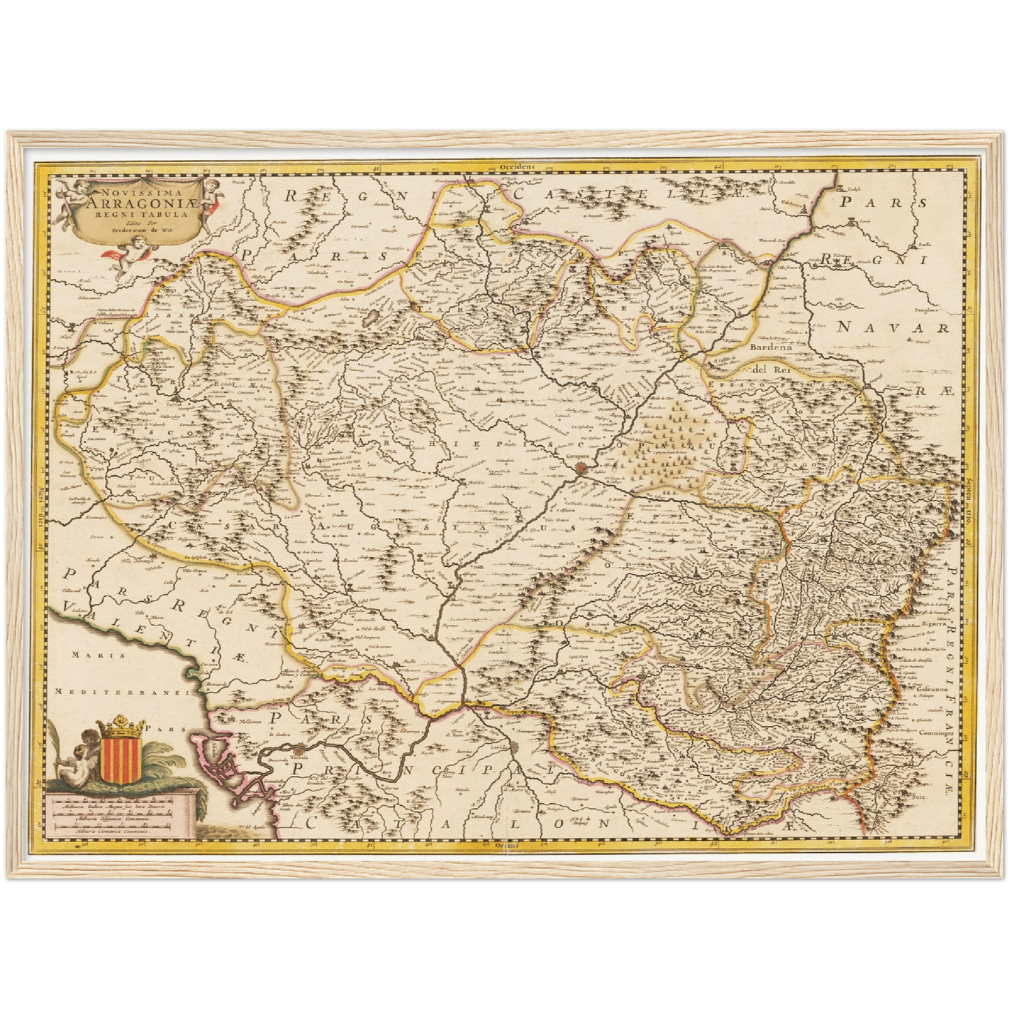 Historische Landkarte Aragonien um 1698