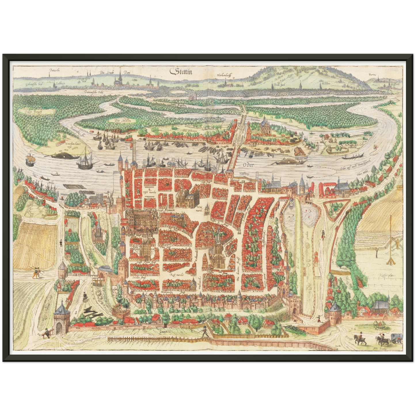 Historische Stadtansicht Stettin um 1592
