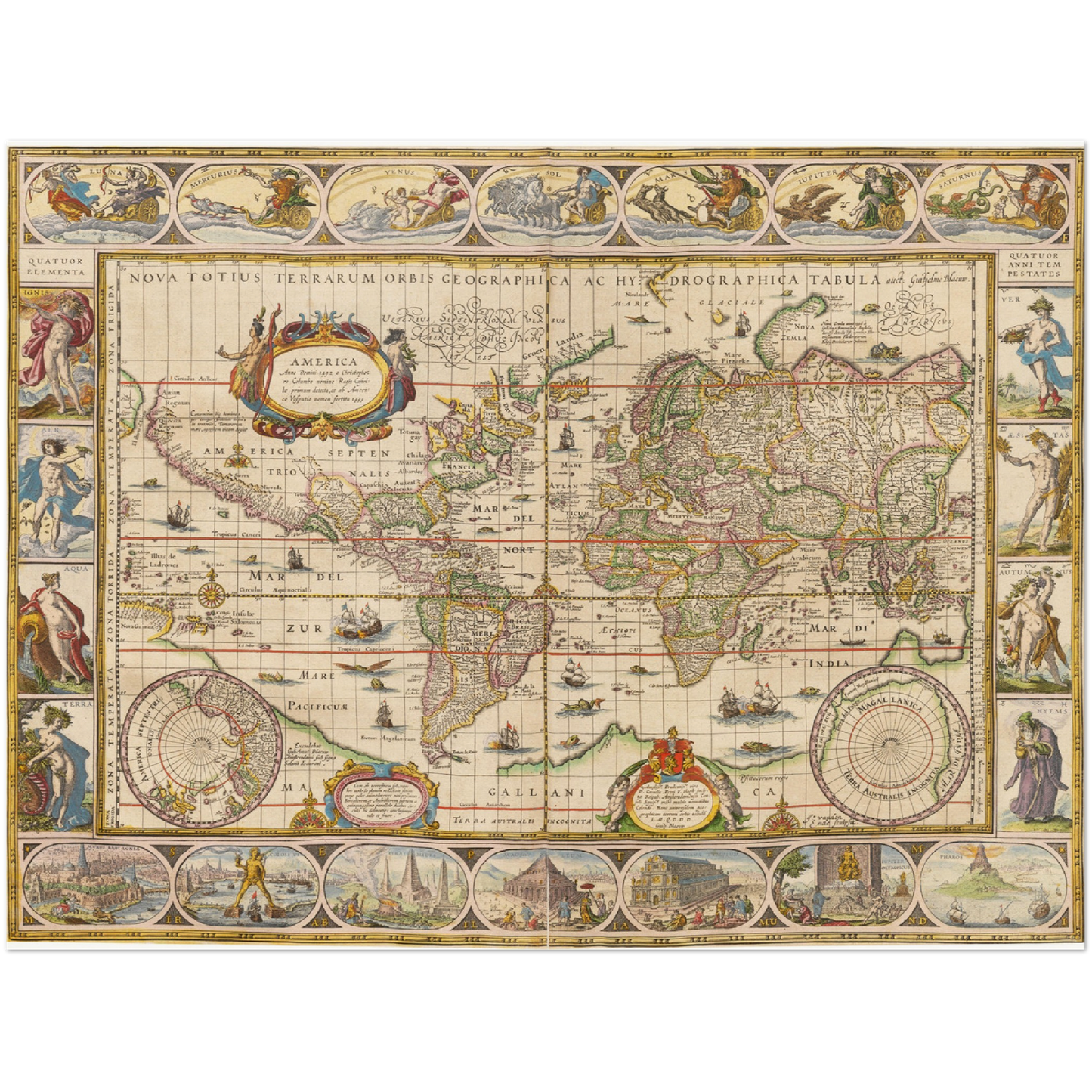 Historische Weltkarte um 1635
