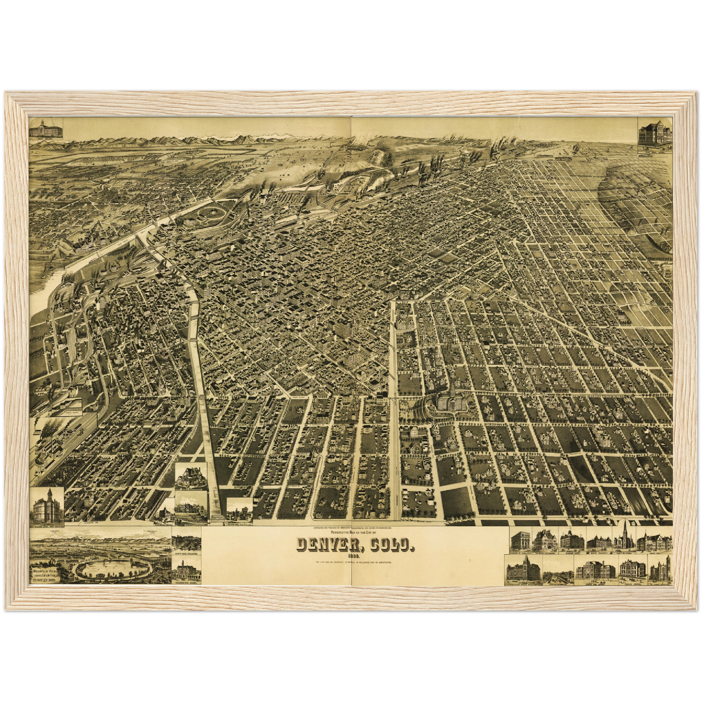 Historische Stadtansicht Denver um 1889