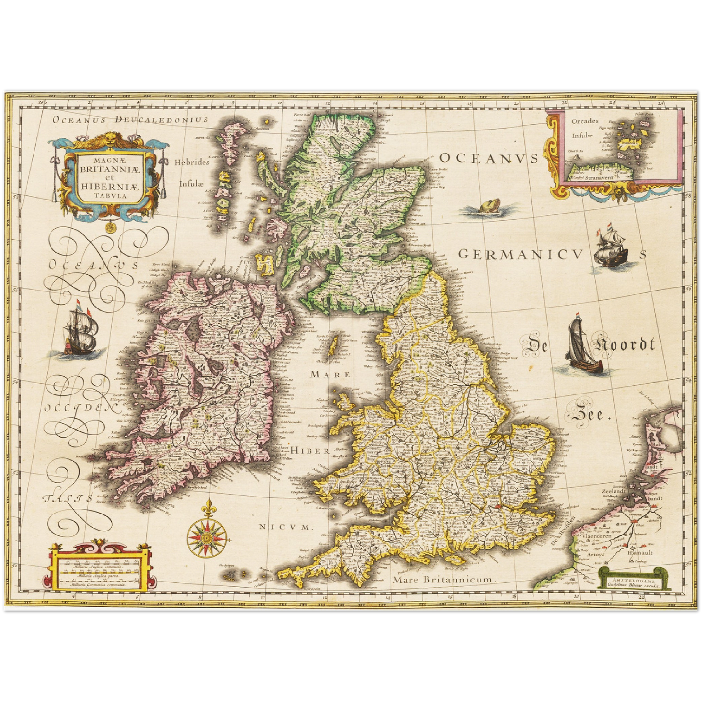 Historische Landkarte Vereinigtes Königreich um 1635