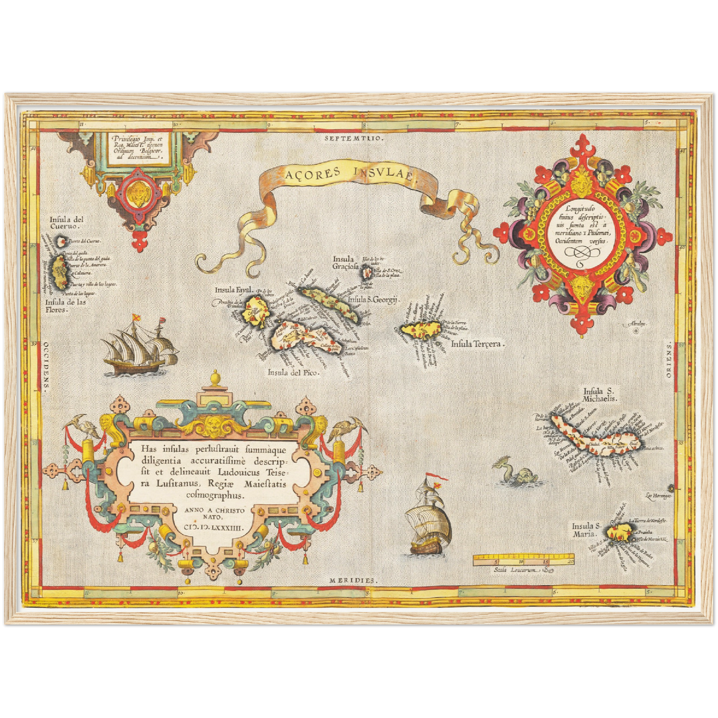 Historische Landkarte Azoren um 1609