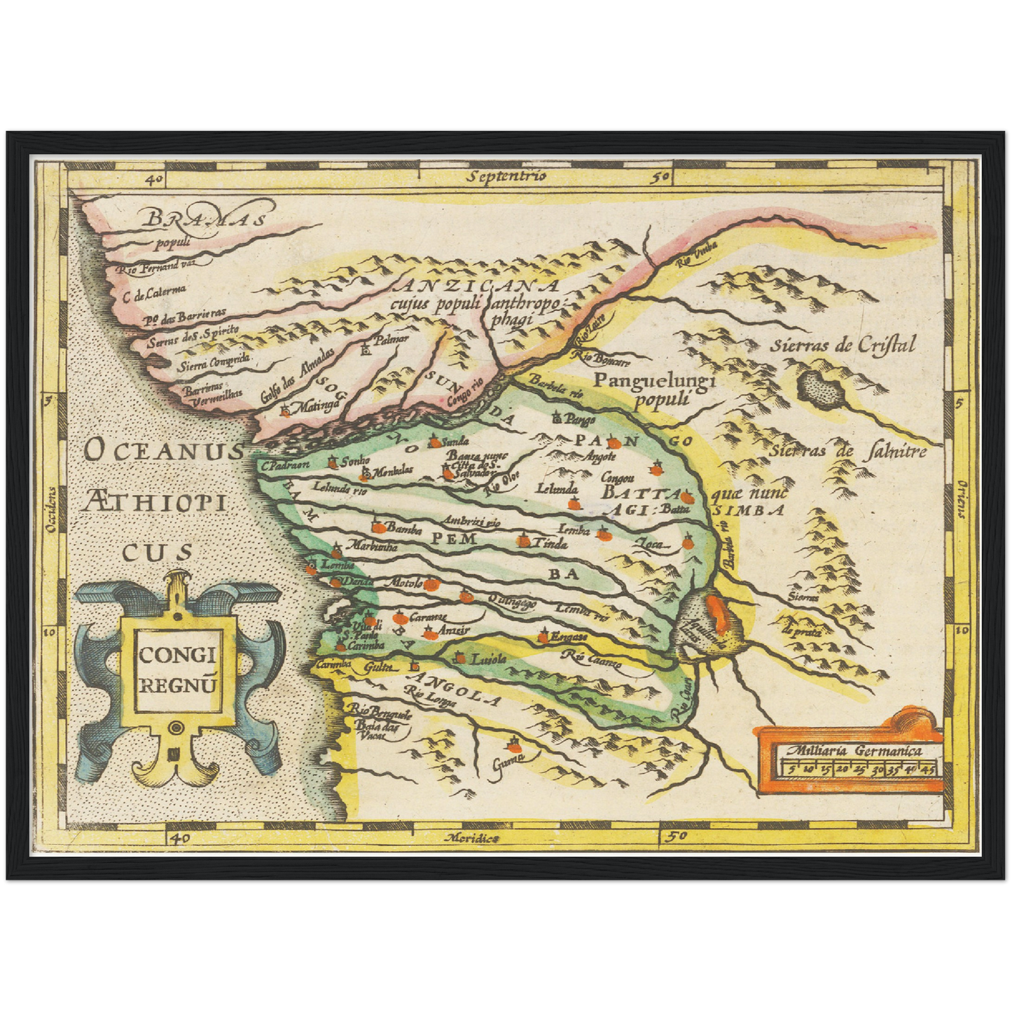 Historische Landkarte Kongo um 1609