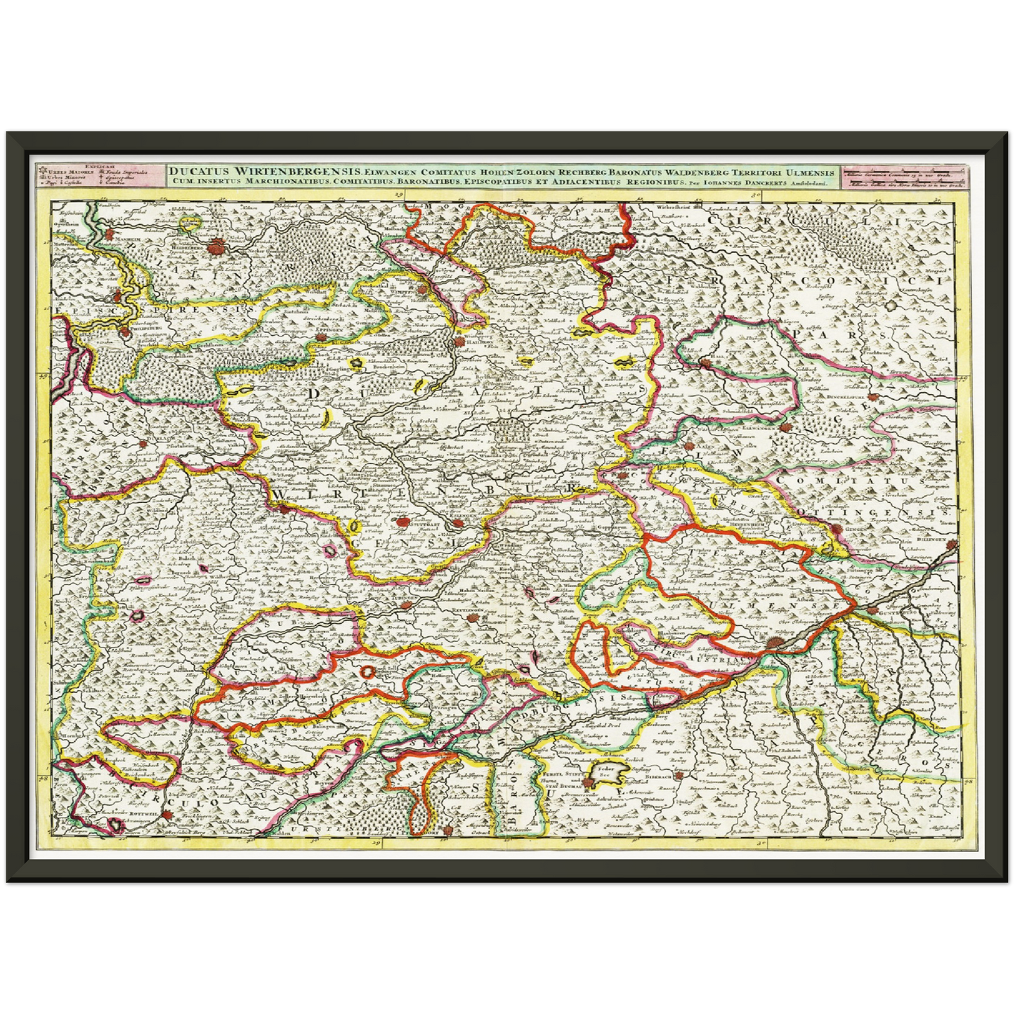 Historische Landkarte Württemberg um 1680