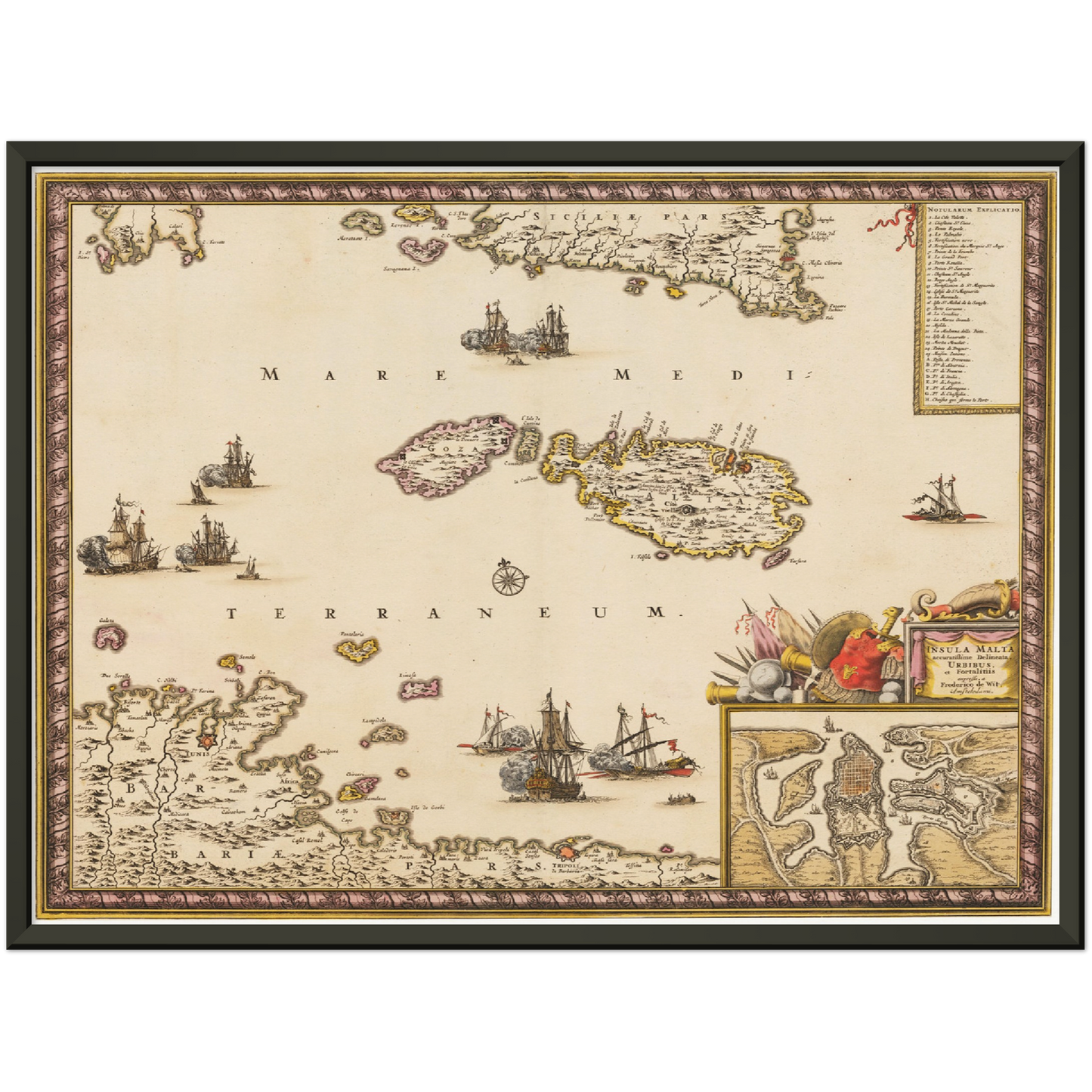 Historische Landkarte Malta um 1698