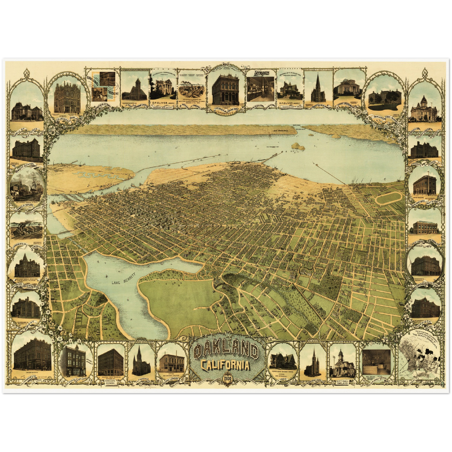 Historische Stadtansicht Oakland um 1900
