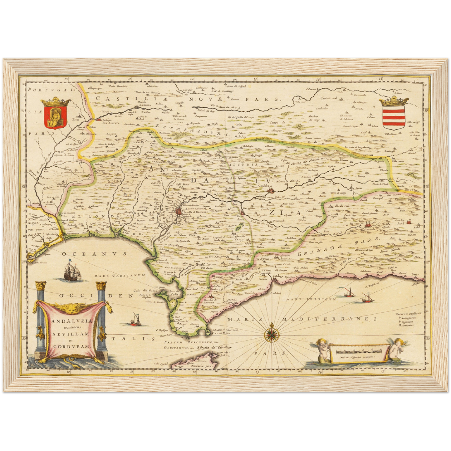 Historische Landkarte Andalusien um 1635