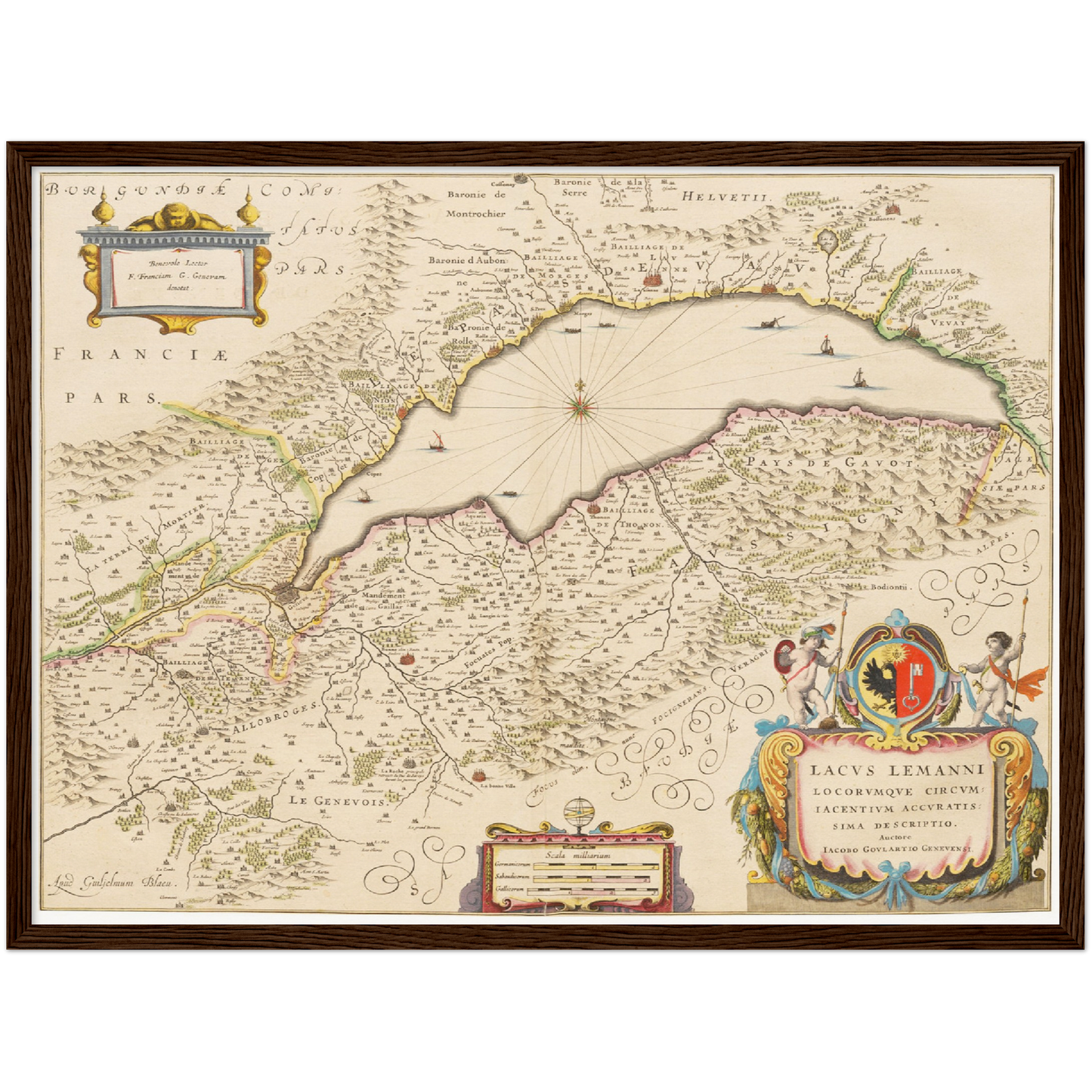Historische Landkarte Genfer See um 1635