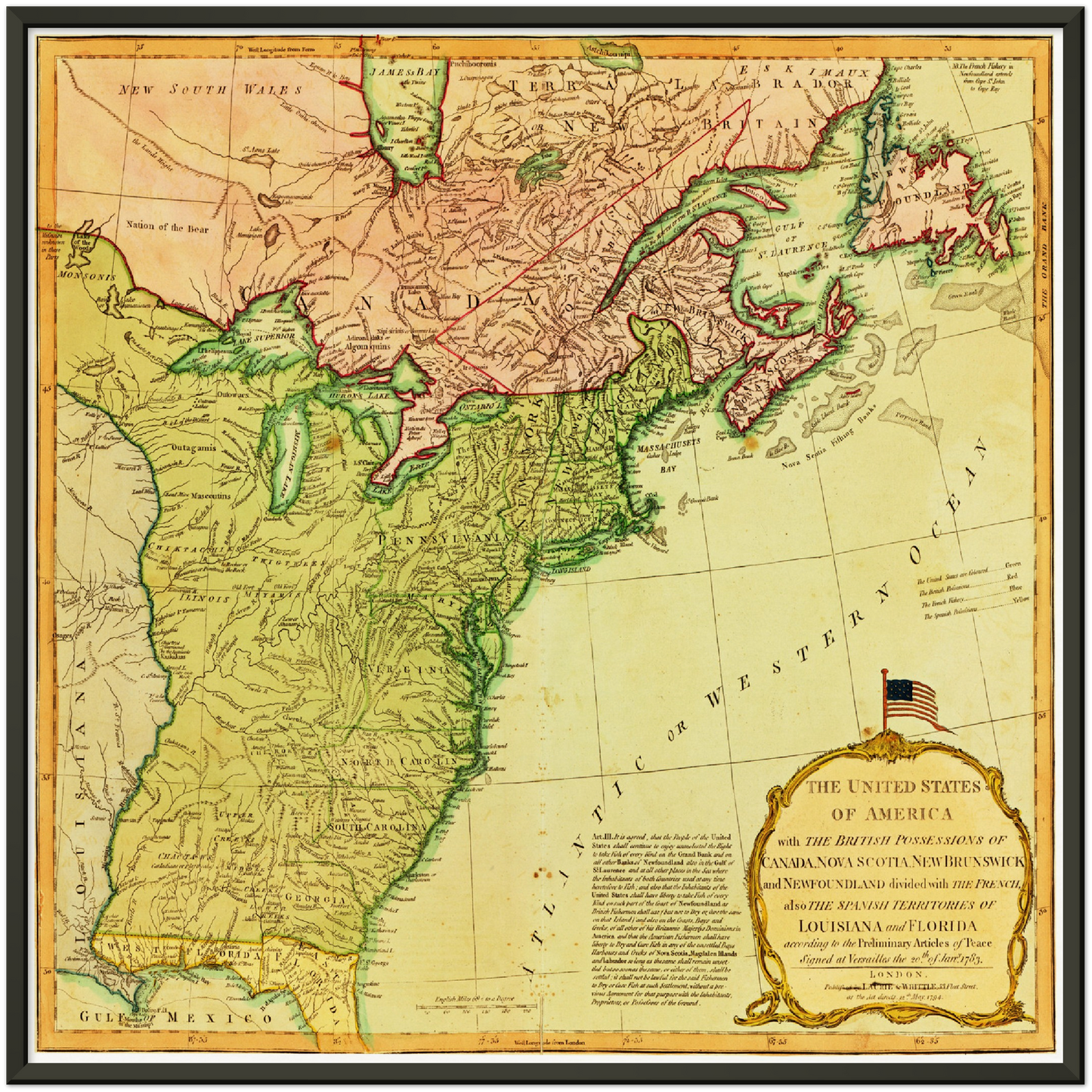 Historische Landkarte USA um 1700