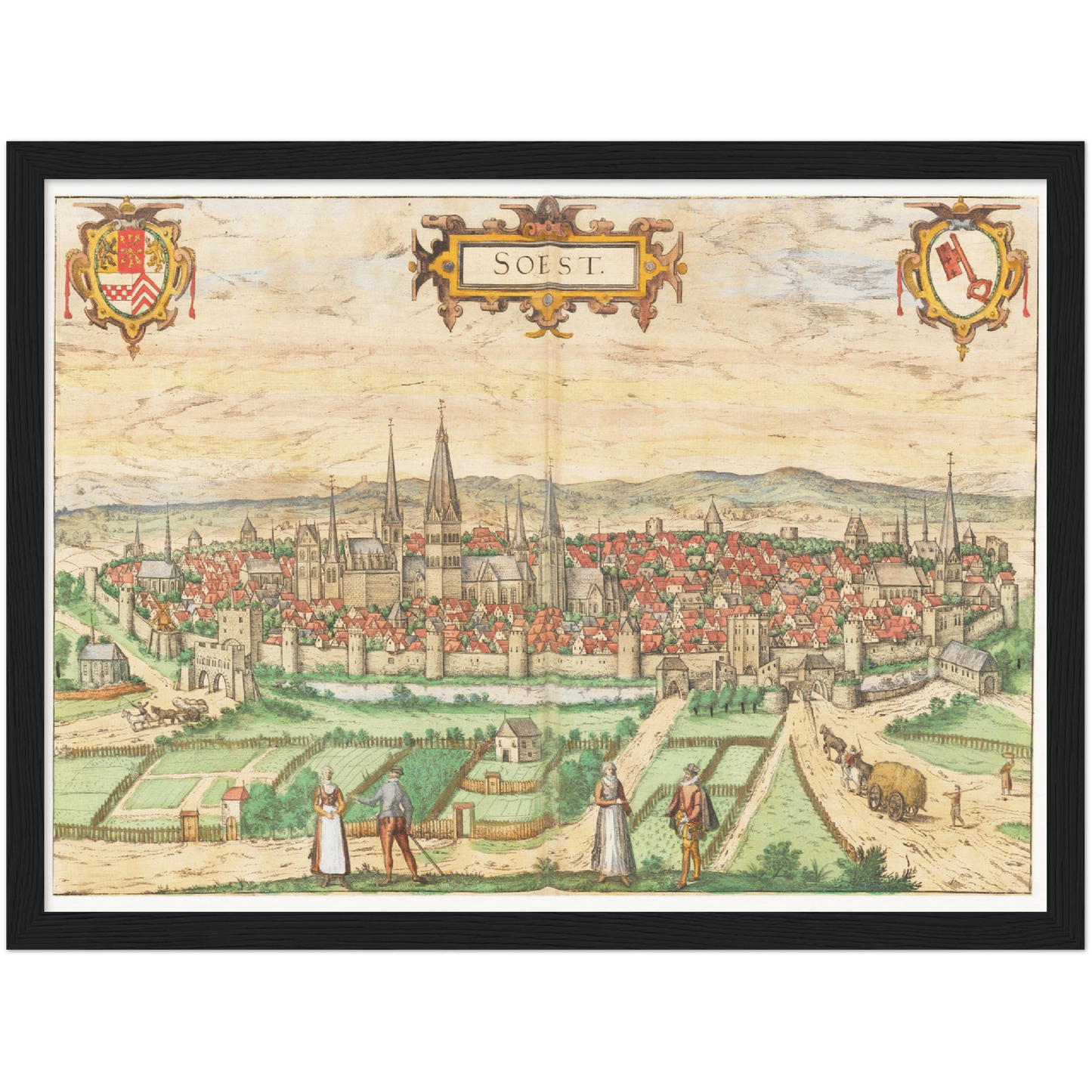 Historische Stadtansicht Soest um 1592