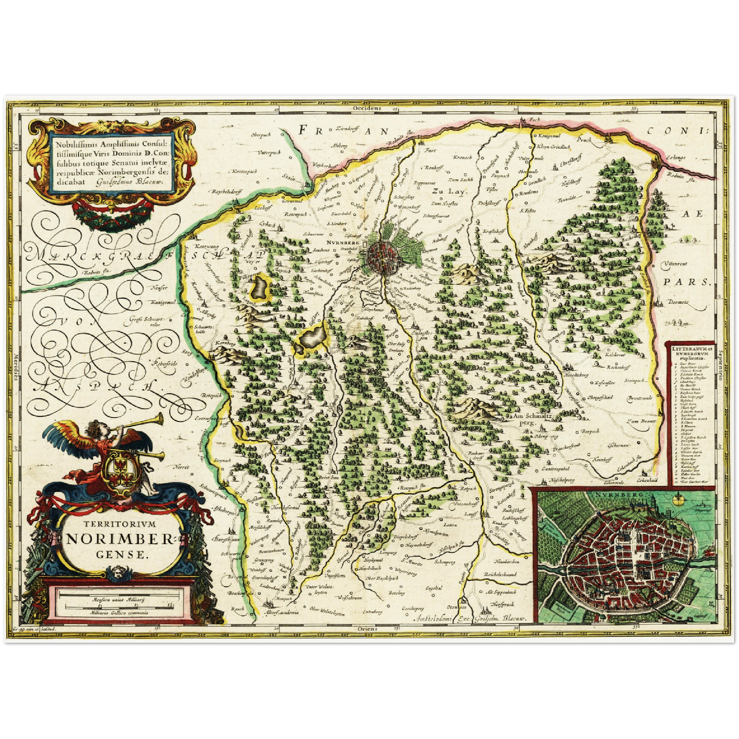 Historische Landkarte Nürnberg um 1647