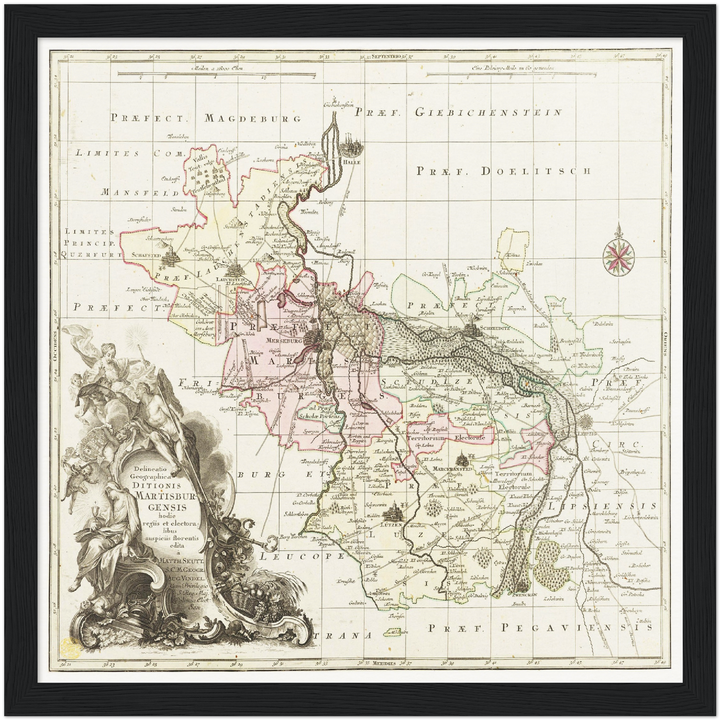 Historische Landkarte Merseburg um 1750