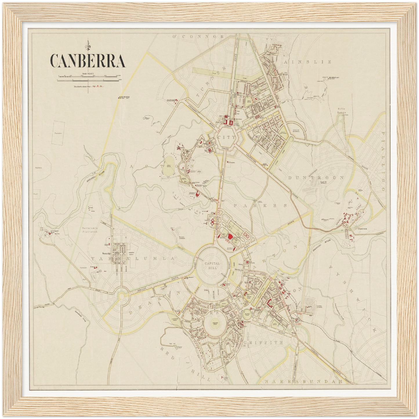 Historischer Stadtplan Canberra um 1933