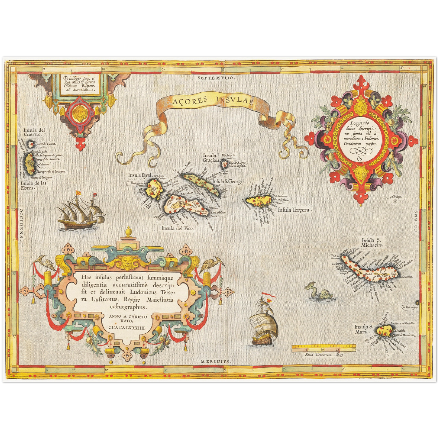 Historische Landkarte Azoren um 1609