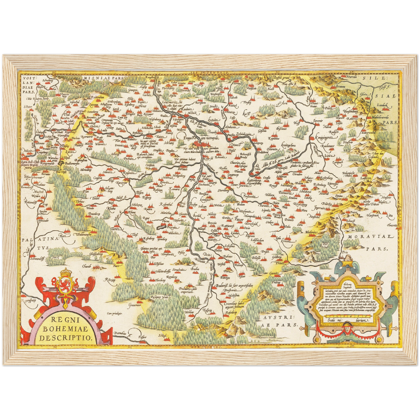 Historische Landkarte Böhmen um 1609
