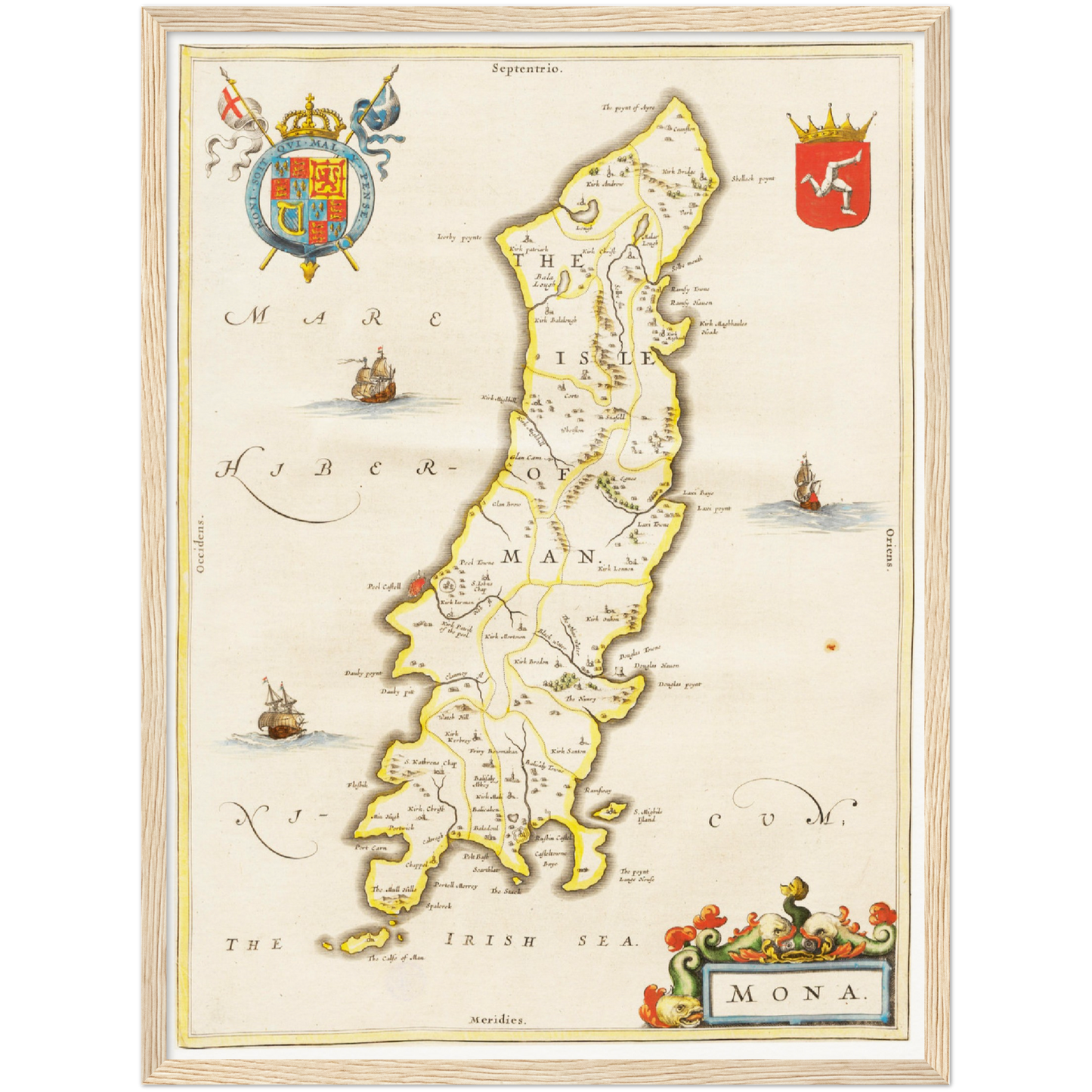 Historische Landkarte Isle of Man um 1635
