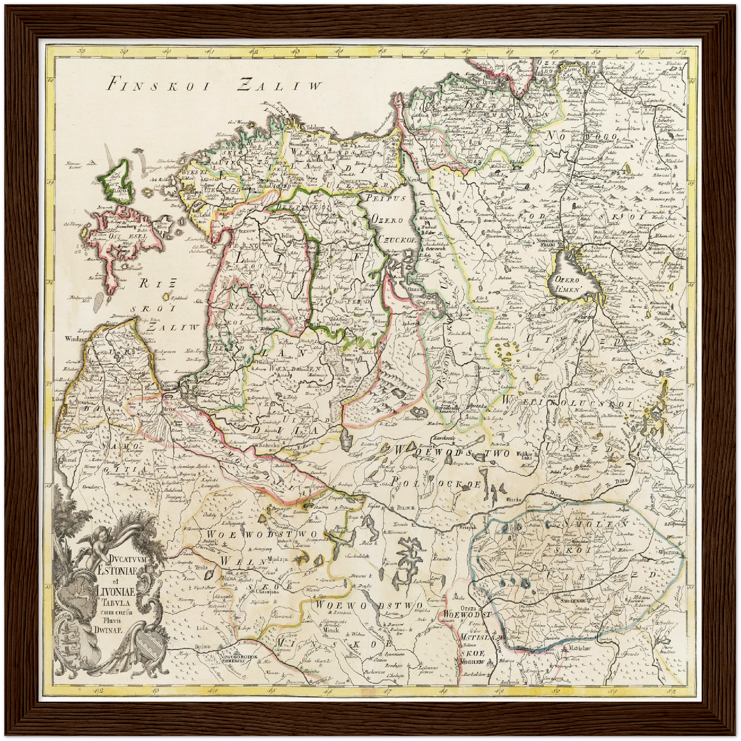 Historische Landkarte Lettland & Estland um 1745