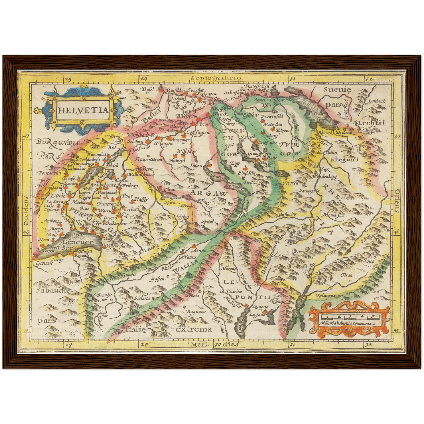 Historische Landkarte Schweiz um 1609