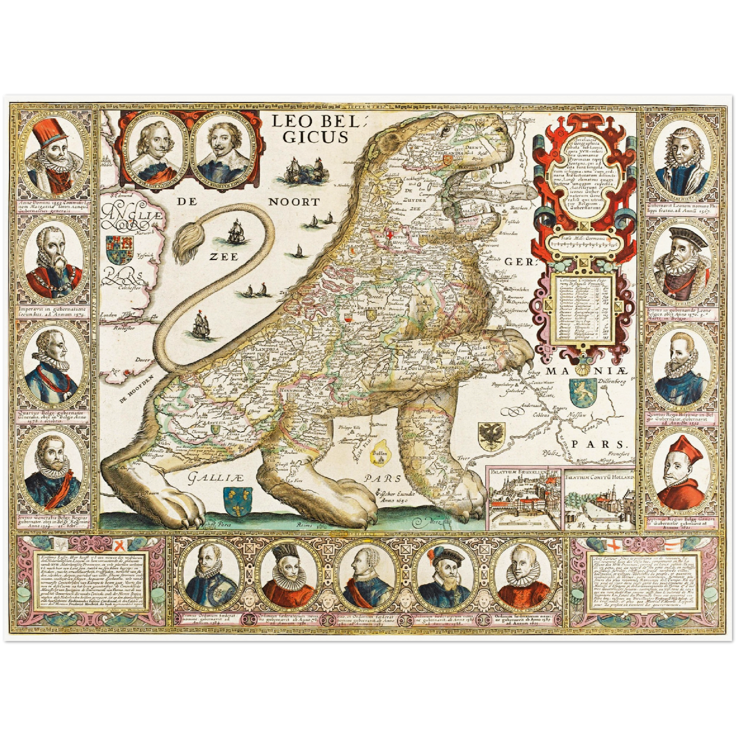 Historische Landkarte Belgien um 1650