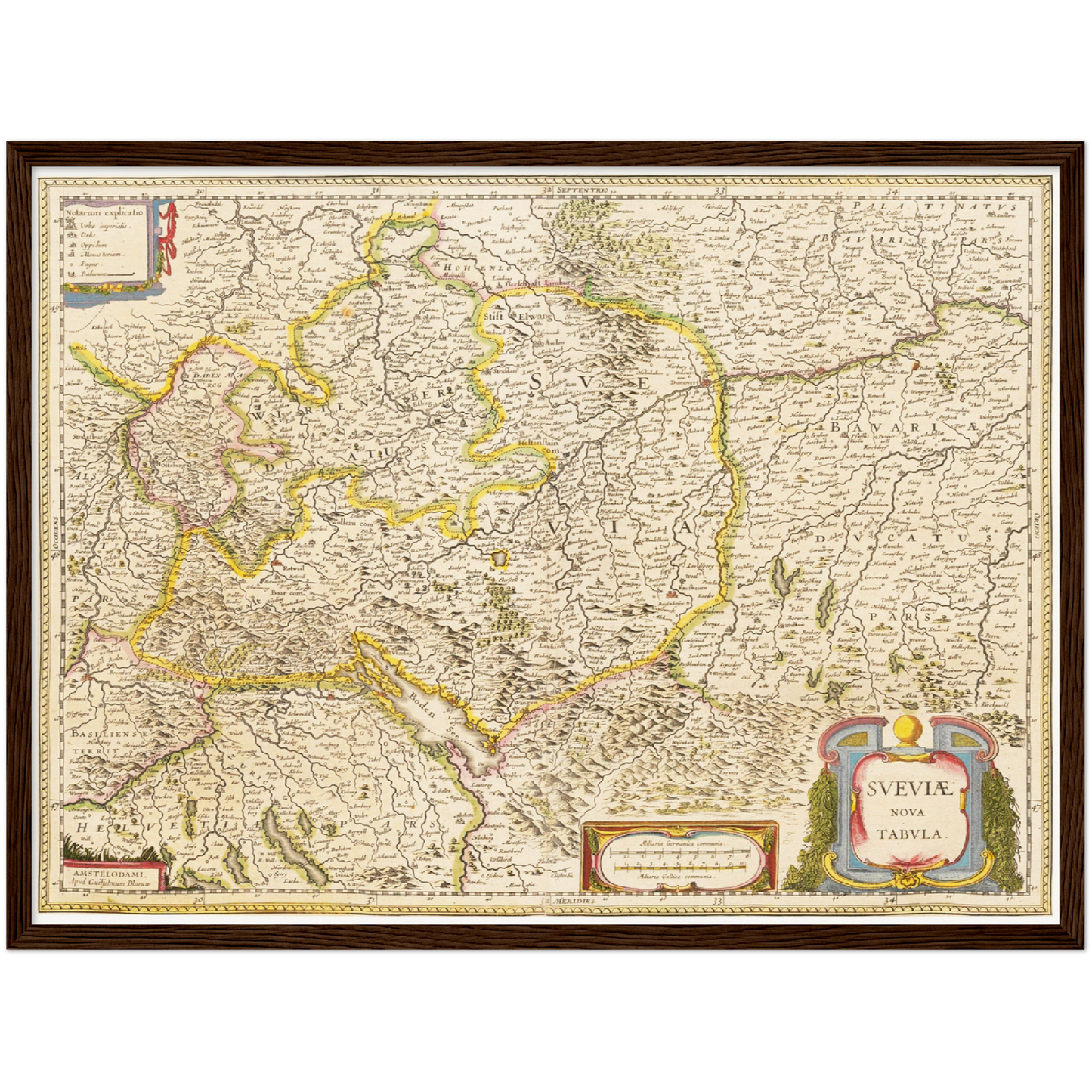 Historische Landkarte Schwaben um 1635