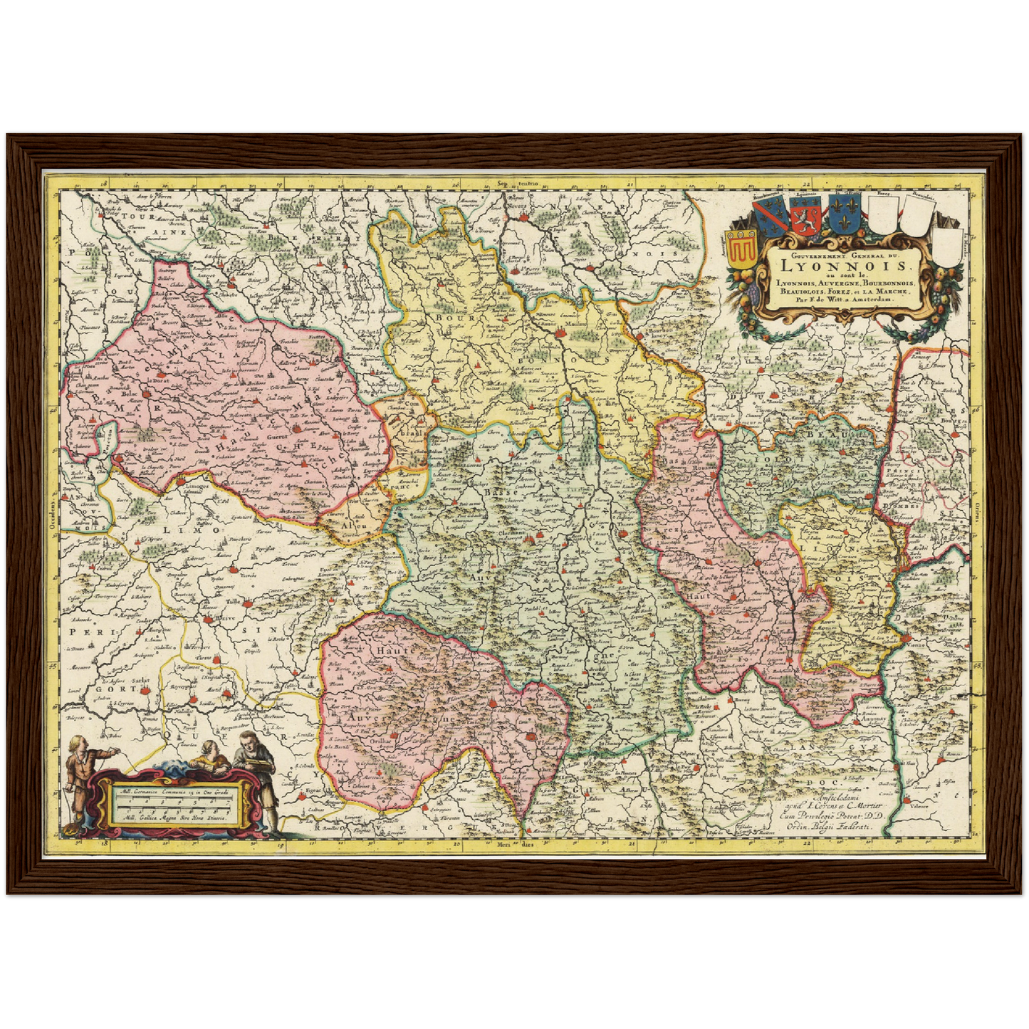 Historische Landkarte Auvergne um 1720