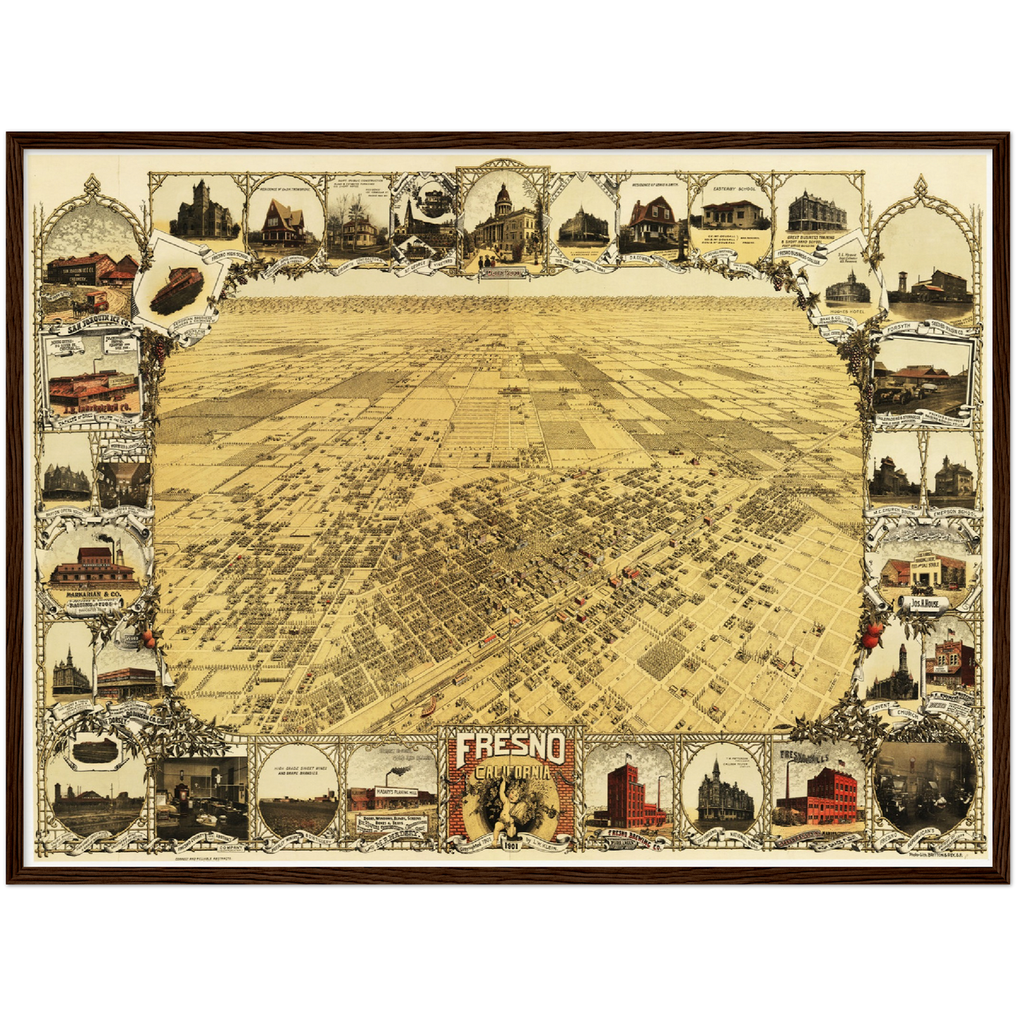 Historische Stadtansicht Fresno um 1901