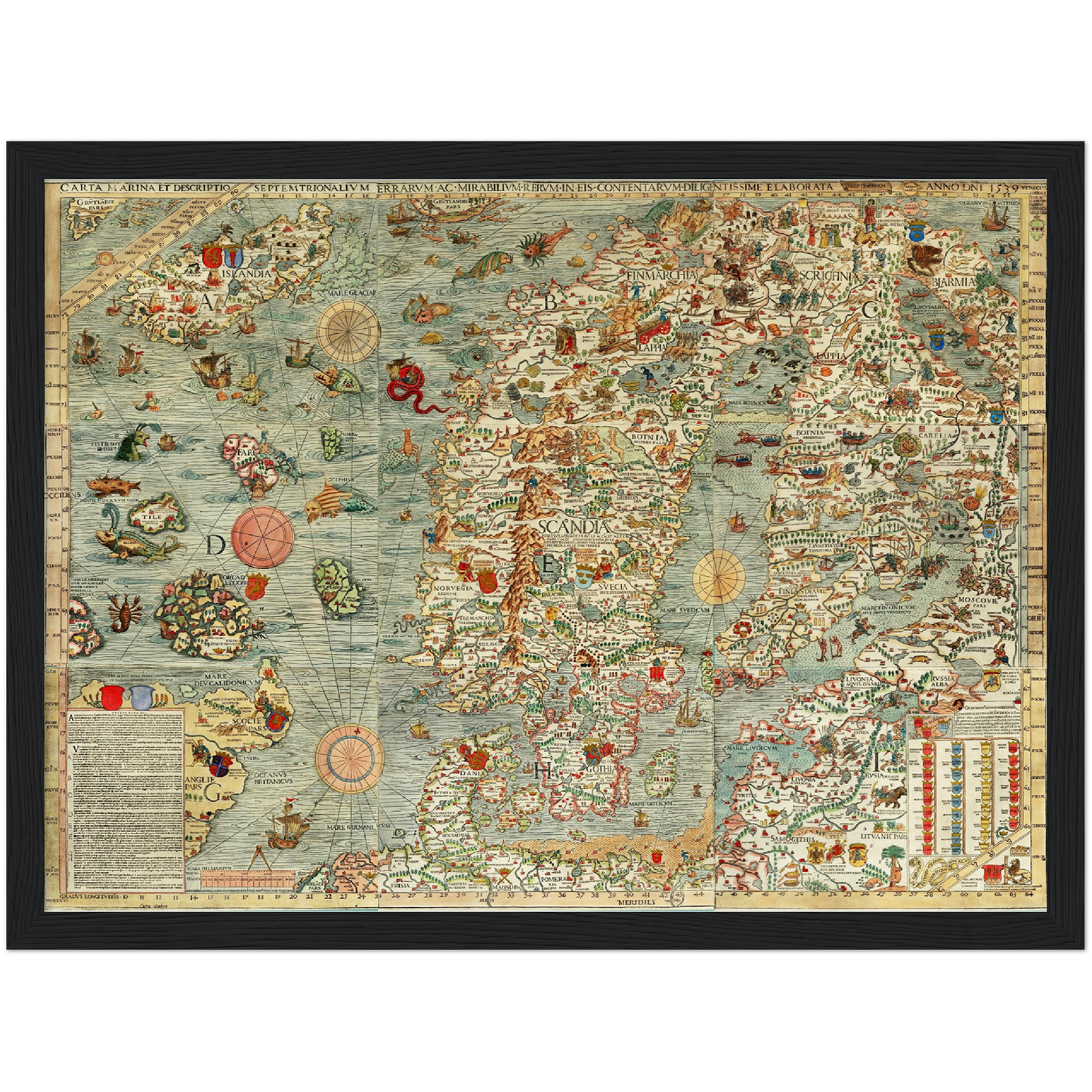 Historische Landkarte Nordeuropa um 1539