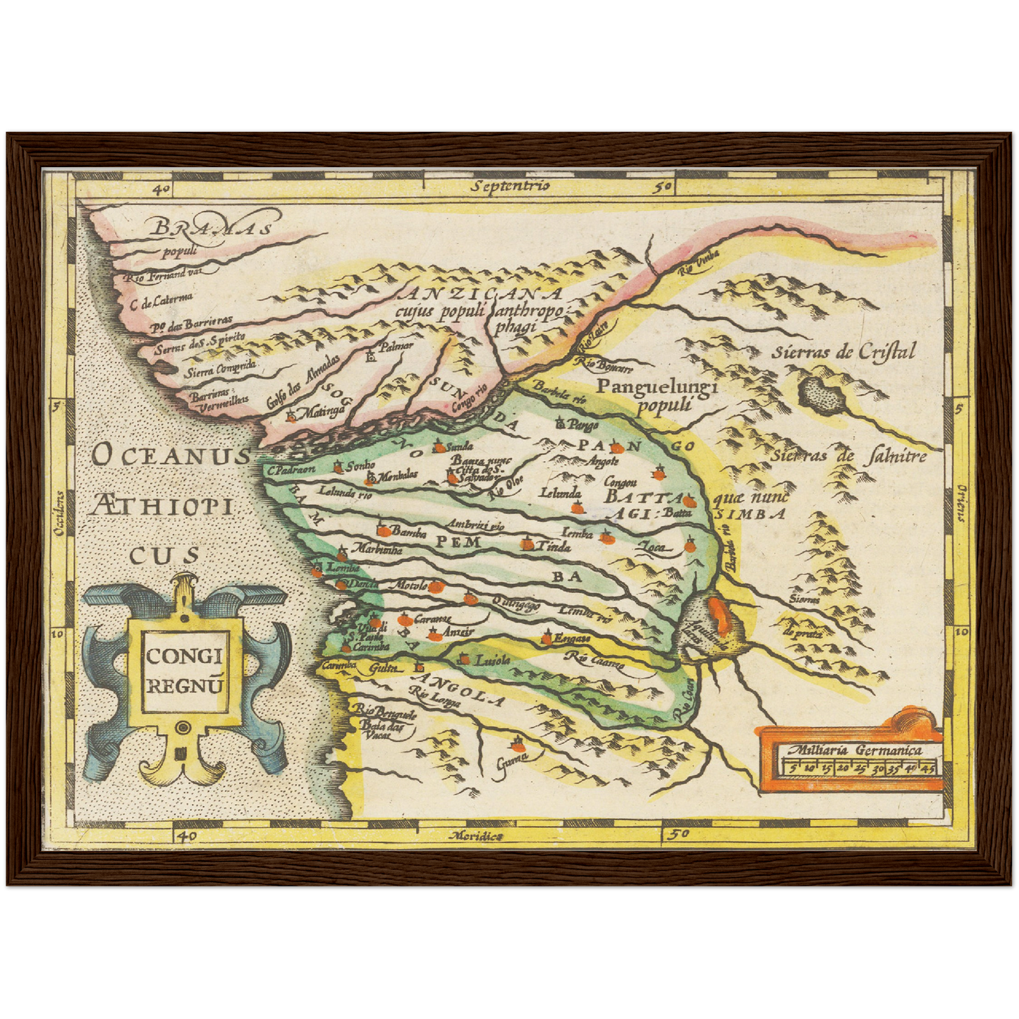 Historische Landkarte Kongo um 1609