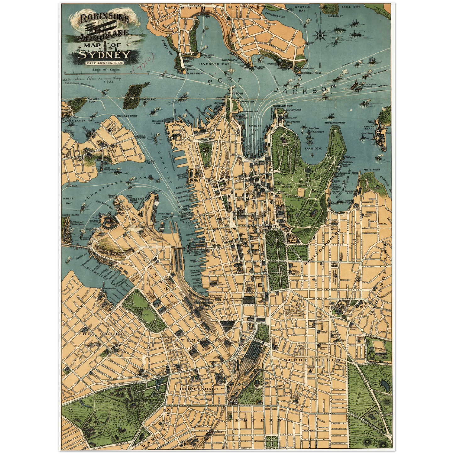 Historischer Stadtplan Sydney um 1922