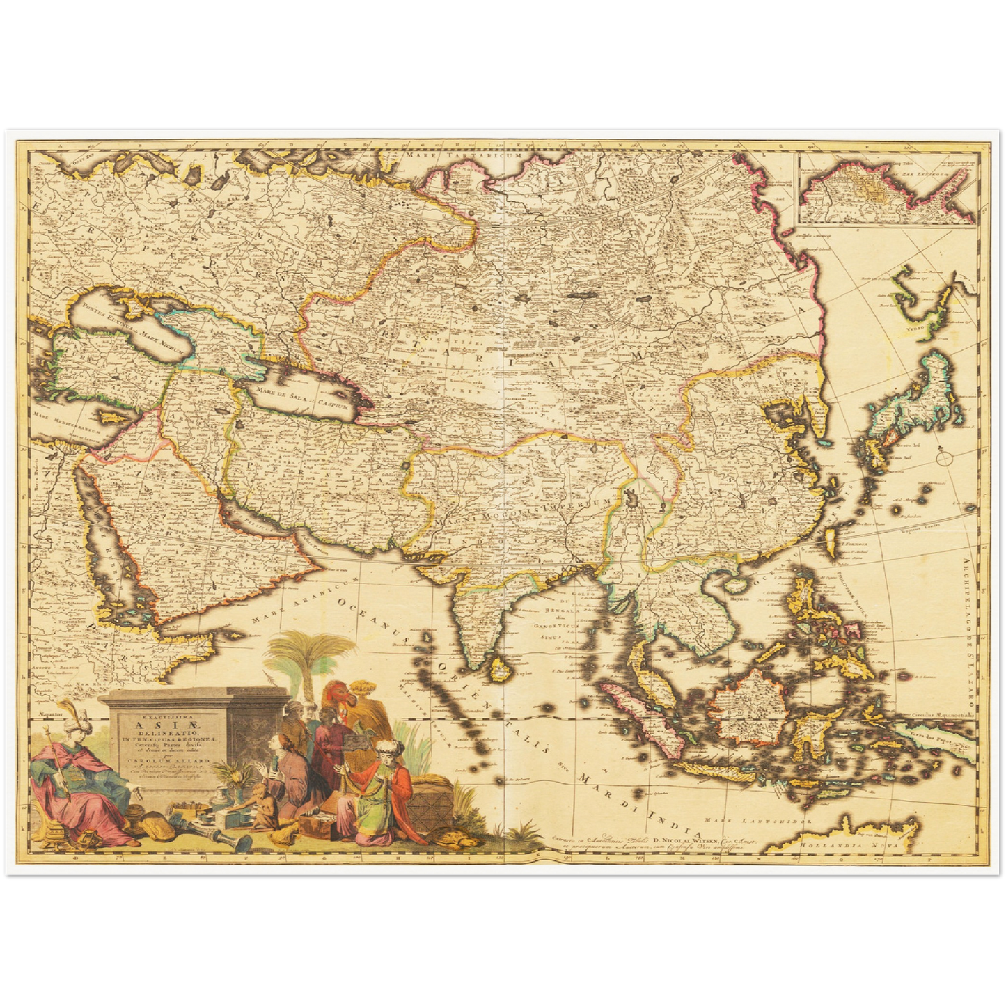 Historische Landkarte Asien um 1694