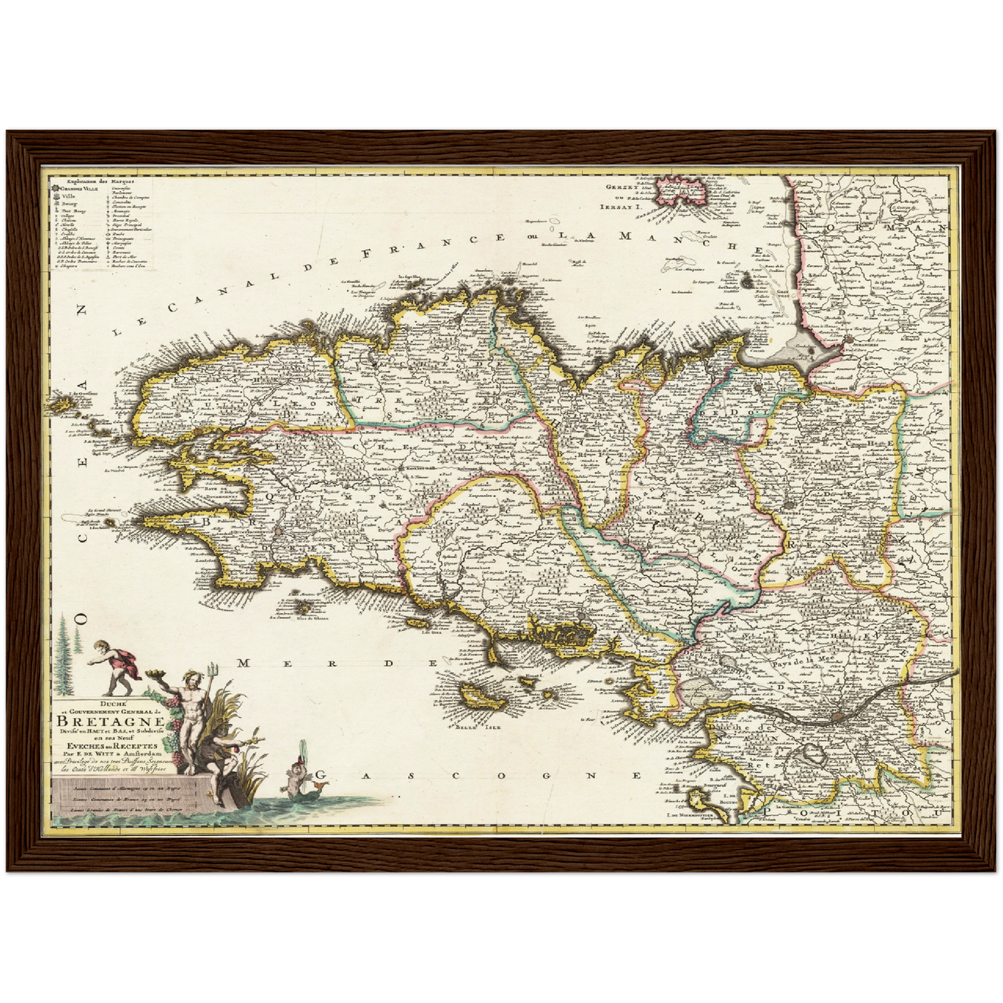 Historische Landkarte Bretagne um 1698