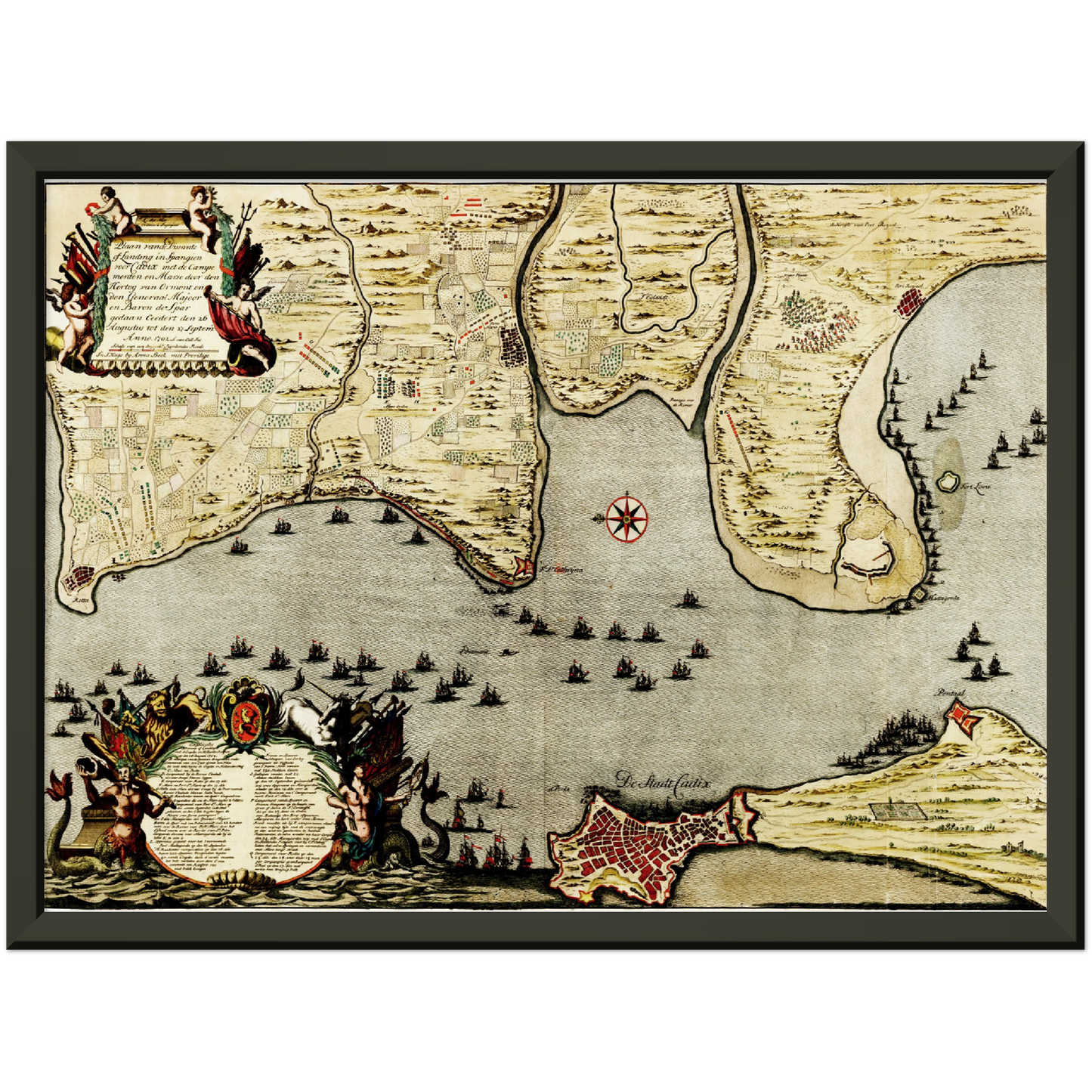 Historischer Stadtplan Cadiz um 1700