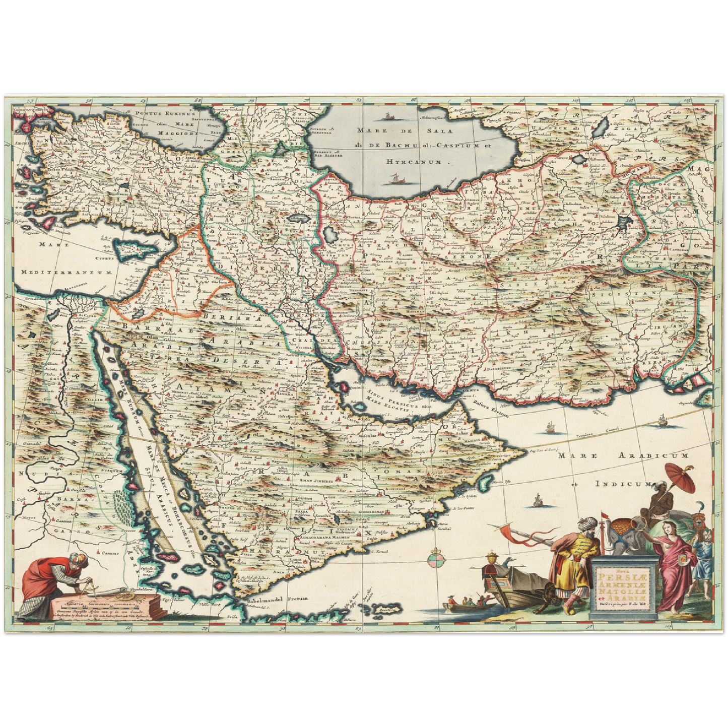Historische Landkarte Arabien & Persien um 1680