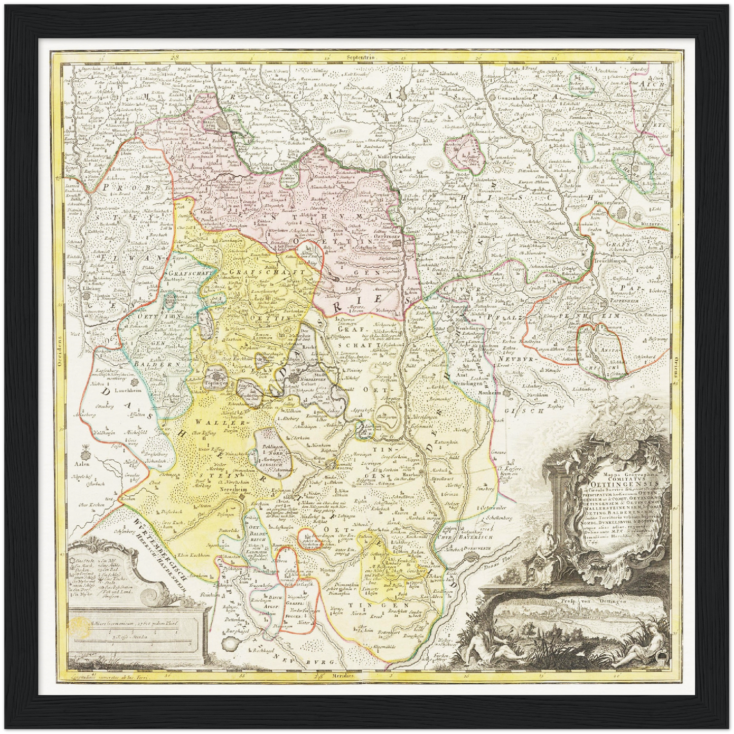 Historische Landkarte Oettingen um 1744