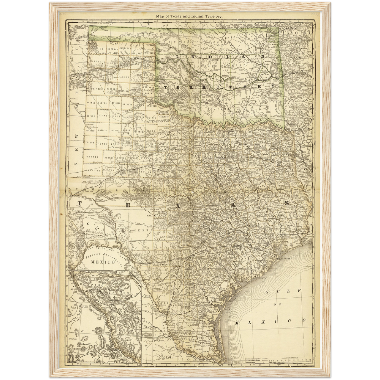 Historische Landkarte Texas um 1882