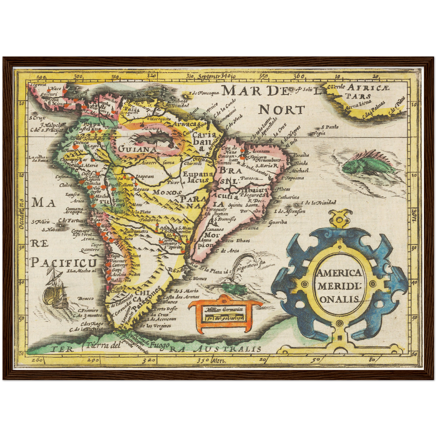 Historische Landkarte Südamerika um 1609