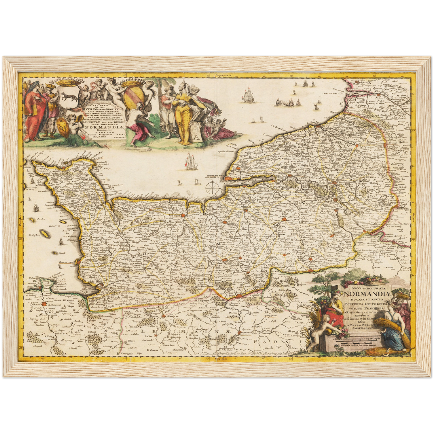 Historische Landkarte Normandie um 1698