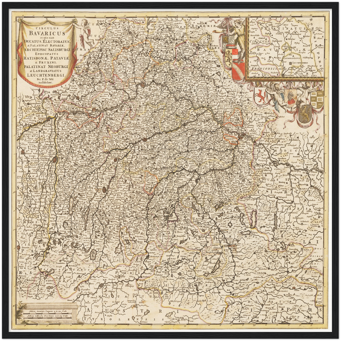 Historische Landkarte Bayern um 1698