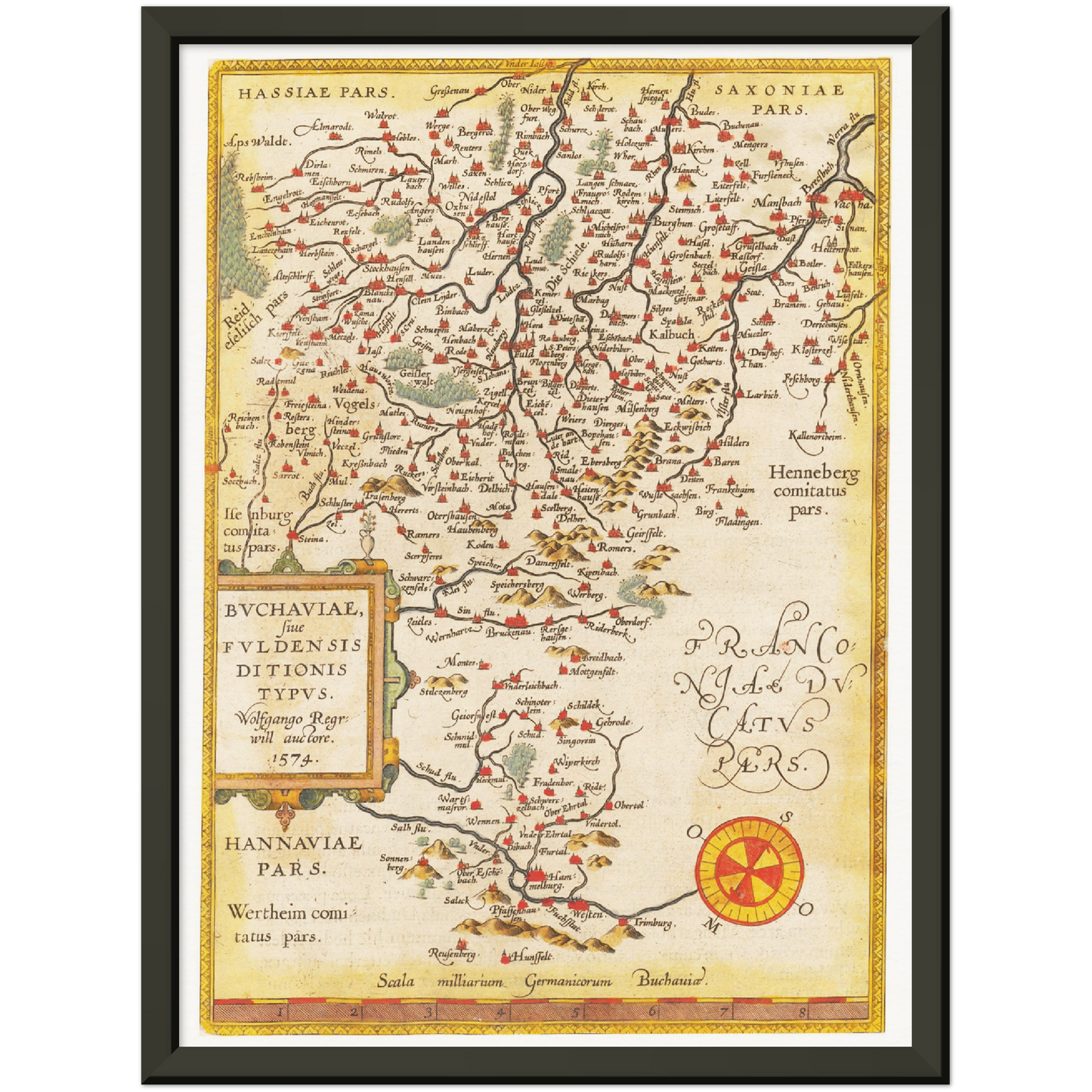 Historische Landkarte Fulda um 1609