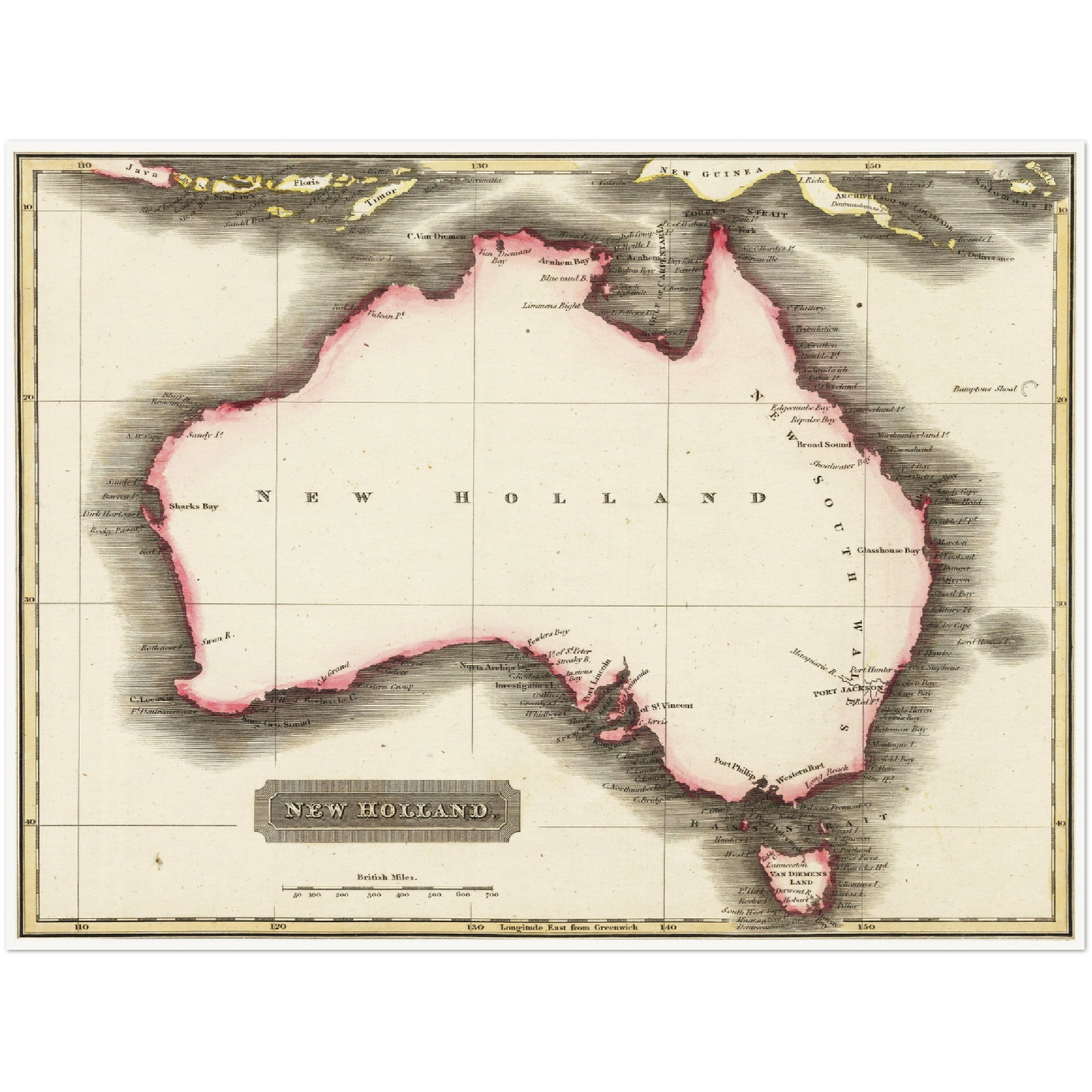 Historische Landkarte Australien um 1817