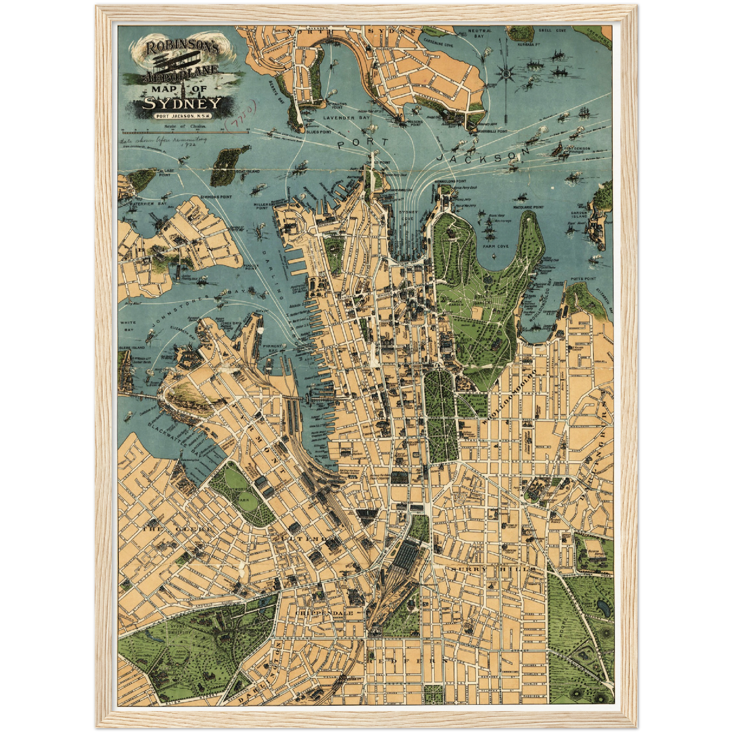 Historischer Stadtplan Sydney um 1922