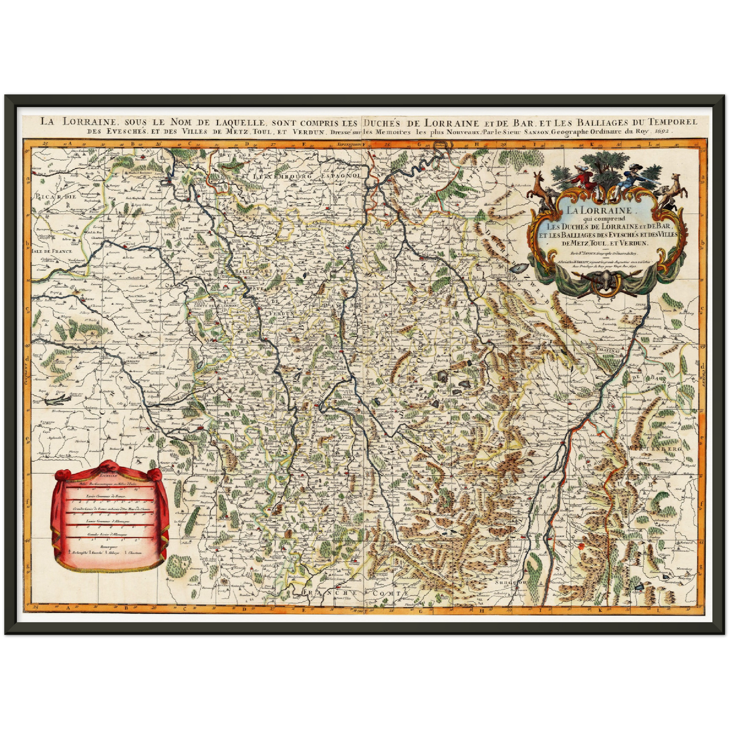 Historische Landkarte Lothringen um 1692